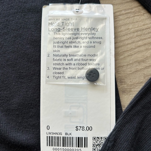 Lululemon hold tight long sleeve Henley Shirt Black - Picture 4 of 4